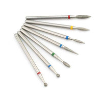 HKM-638675 Silver Tungsten Steel Nail Art Grinding Heads Set - 7 Diamond Polishing Tips for Nail Tools