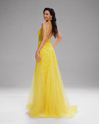 HKM-829907 Elegant Yellow Evening Gown for Women - Model EZ25201
