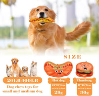 HKM-828243 Durable Crinkle Squeaky Dog Toy for Interactive Play - Stuffing-Free Hamburger Design