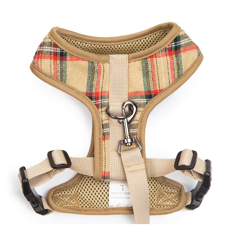HKM-748883 Breathable and Comfortable Chest Strap Harness for Pugs - Adjustable Polyester Design in Sizes S, M, L, XL