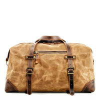 HKM-071507 Waterproof Waxed Canvas Duffle Bag with Leather Accents for Men - 52cm x 22cm x 30cm