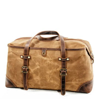 HKM-071507 Waterproof Waxed Canvas Duffle Bag with Leather Accents for Men - 52cm x 22cm x 30cm