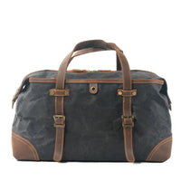 HKM-071507 Waterproof Waxed Canvas Duffle Bag with Leather Accents for Men - 52cm x 22cm x 30cm