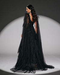 HKM-397011 Elegant Black Evening Dress - Model EZ25013 for Women’s Special Occasions