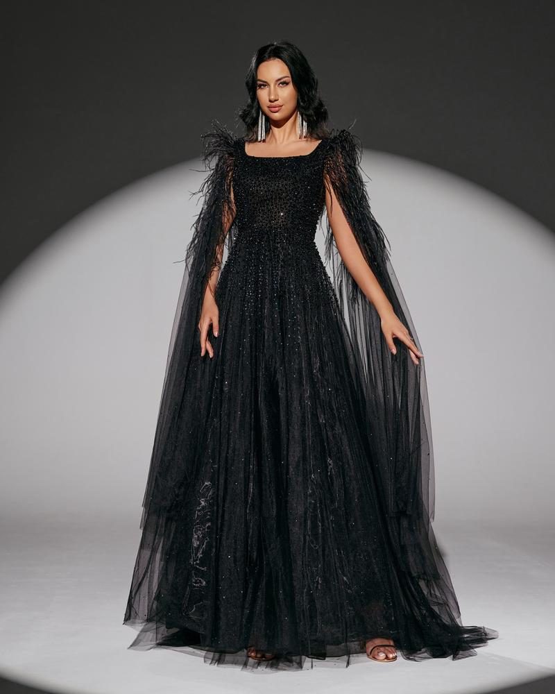 HKM-397011 Elegant Black Evening Dress - Model EZ25013 for Women’s Special Occasions