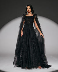 HKM-397011 Elegant Black Evening Dress - Model EZ25013 for Women’s Special Occasions