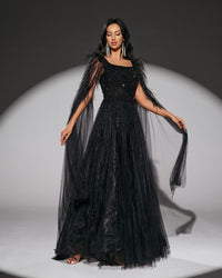 HKM-397011 Elegant Black Evening Dress - Model EZ25013 for Women’s Special Occasions