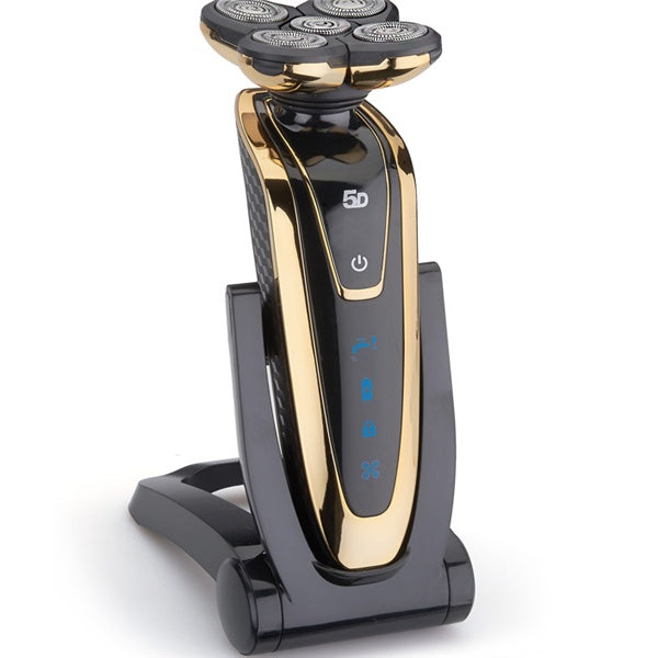 HKM-768019 Rechargeable 5D Rotary Shaver with Multi-Functional Heads and Full Body Wash Design