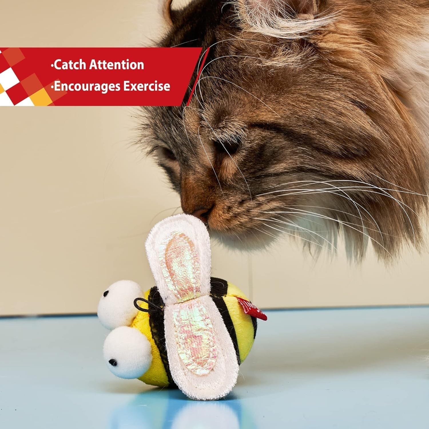 HKM-743763 Interactive Chirping Bee Cat Toy – Motion-Activated Squeaking Companion for Engaging Playtime