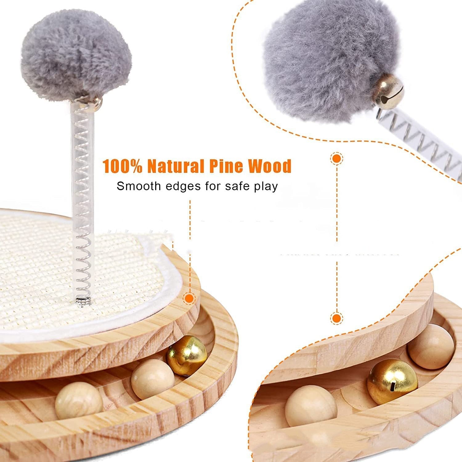 HKM-674579 Two-in-One Cat Scratching Pad and Toy Turntable with Sisal Material - 40 x 34 x 4.7 CM
