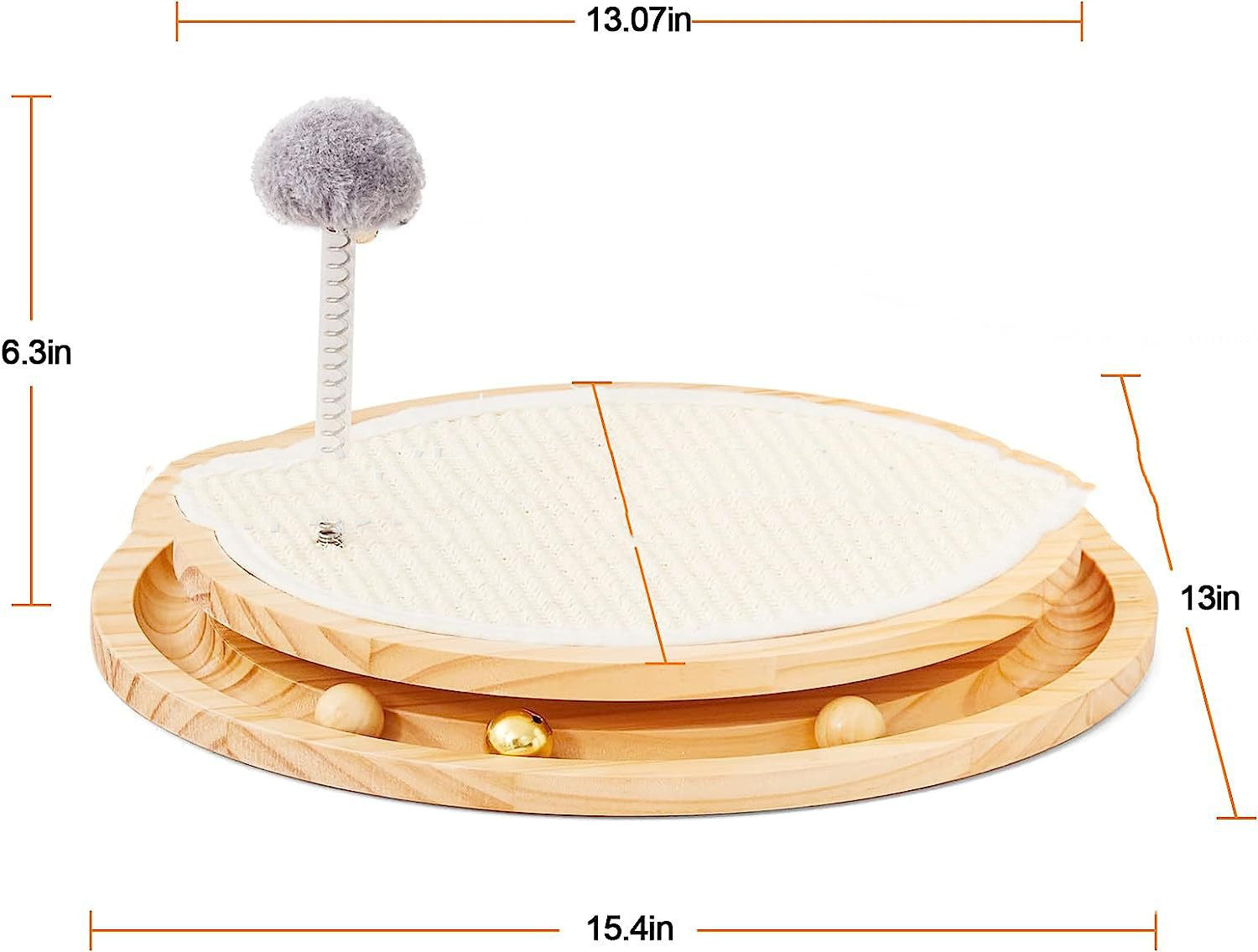 HKM-674579 Two-in-One Cat Scratching Pad and Toy Turntable with Sisal Material - 40 x 34 x 4.7 CM