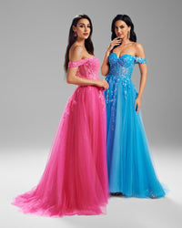 HKM-117907 Elegant Blue Evening Dress for Women - Special Occasion Attire