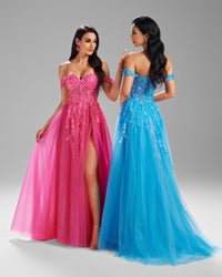 HKM-117907 Elegant Blue Evening Dress for Women - Special Occasion Attire