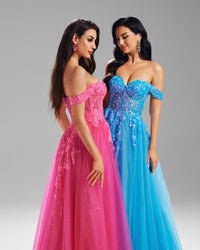 HKM-117907 Elegant Blue Evening Dress for Women - Special Occasion Attire