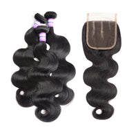 HKM-231059 Brazilian Human Hair Bundles with Closure for Natural Style and Versatility