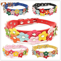 HKM-681875 Double Row Flower Pet Collar - Durable PU Floral Design with Zinc Alloy Accessories, Sizes S and M