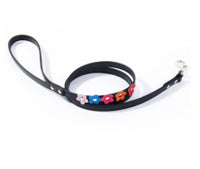 HKM-681875 Double Row Flower Pet Collar - Durable PU Floral Design with Zinc Alloy Accessories, Sizes S and M