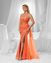 HKM-482963 Elegant Orange Evening Gown for Women - Model EZ25150
