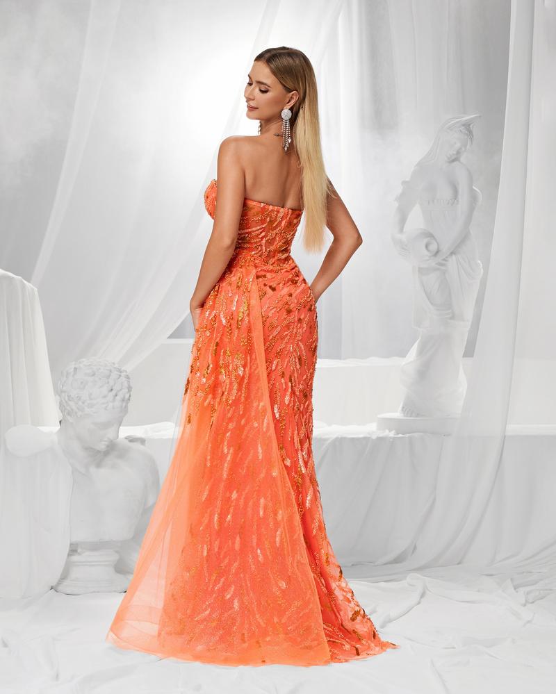 HKM-482963 Elegant Orange Evening Gown for Women - Model EZ25150