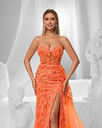 HKM-482963 Elegant Orange Evening Gown for Women - Model EZ25150