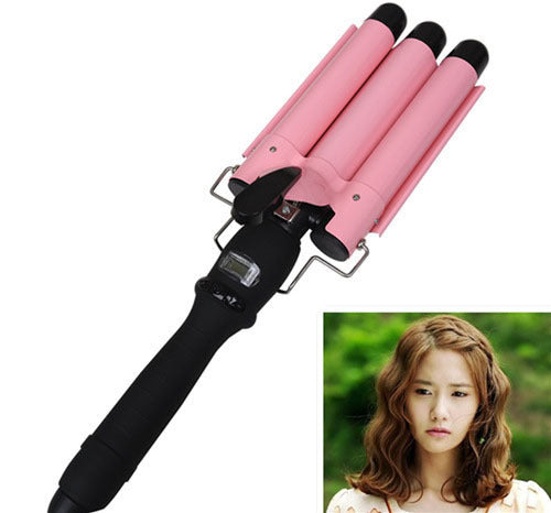 KTX-453587 Three-Tube Electric Curling Iron with Adjustable Temperature Control for Dry Hair