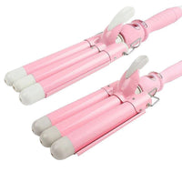 HKM-453587 Three-Tube Electric Curling Iron with Adjustable Temperature Control for Dry Hair