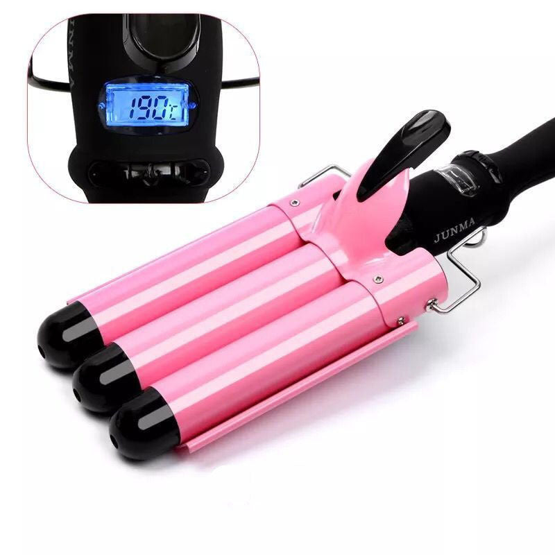 KTX-453587 Three-Tube Electric Curling Iron with Adjustable Temperature Control for Dry Hair