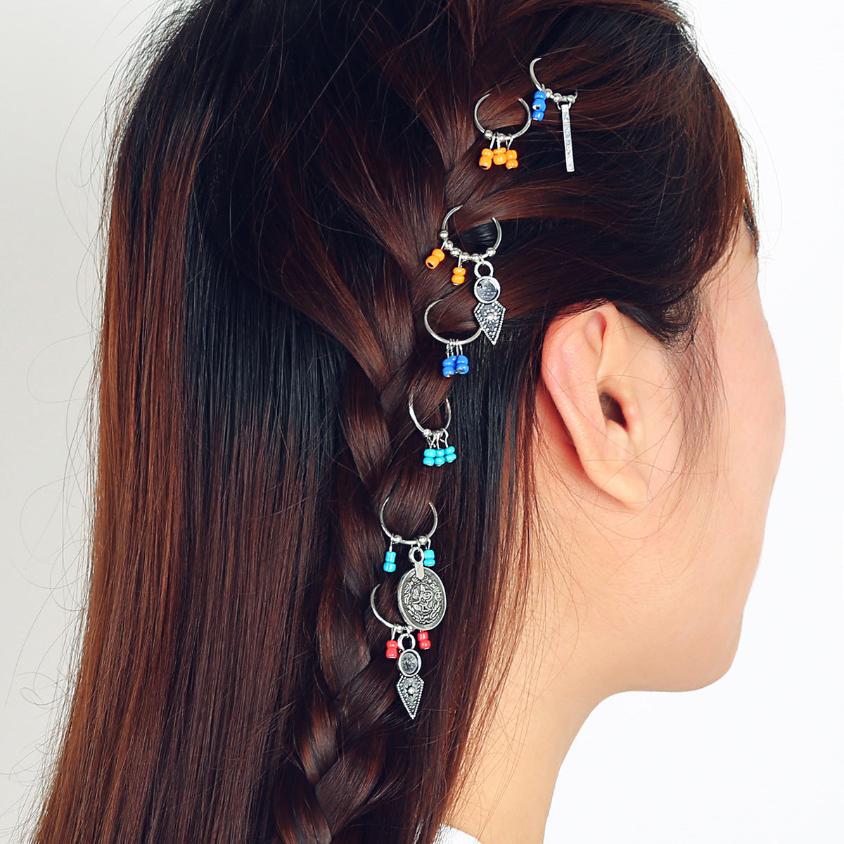 HKM-655891 Vintage Leaf Design Alloy Hairpin – Elegant Side Clip for Women in Ancient Silver