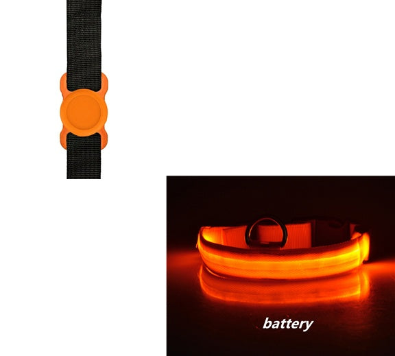 HKM-497619 LED Adjustable Silicone Locator Collar and Leash Set for Dogs and Cats - Night Safety with Multiple Flashing Modes