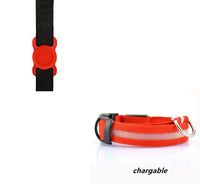 HKM-497619 LED Adjustable Silicone Locator Collar and Leash Set for Dogs and Cats - Night Safety with Multiple Flashing Modes