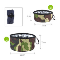 HKM-276755 Portable Folding Dog Food Bowl in Oxford Cloth – Camouflage Green, Dark Blue, Pink, Available in Two Sizes