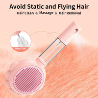HKM-591827 Self-Cleaning Spray Cat Brush for Shedding, Grooming, and Massaging Long and Short Hair Pets