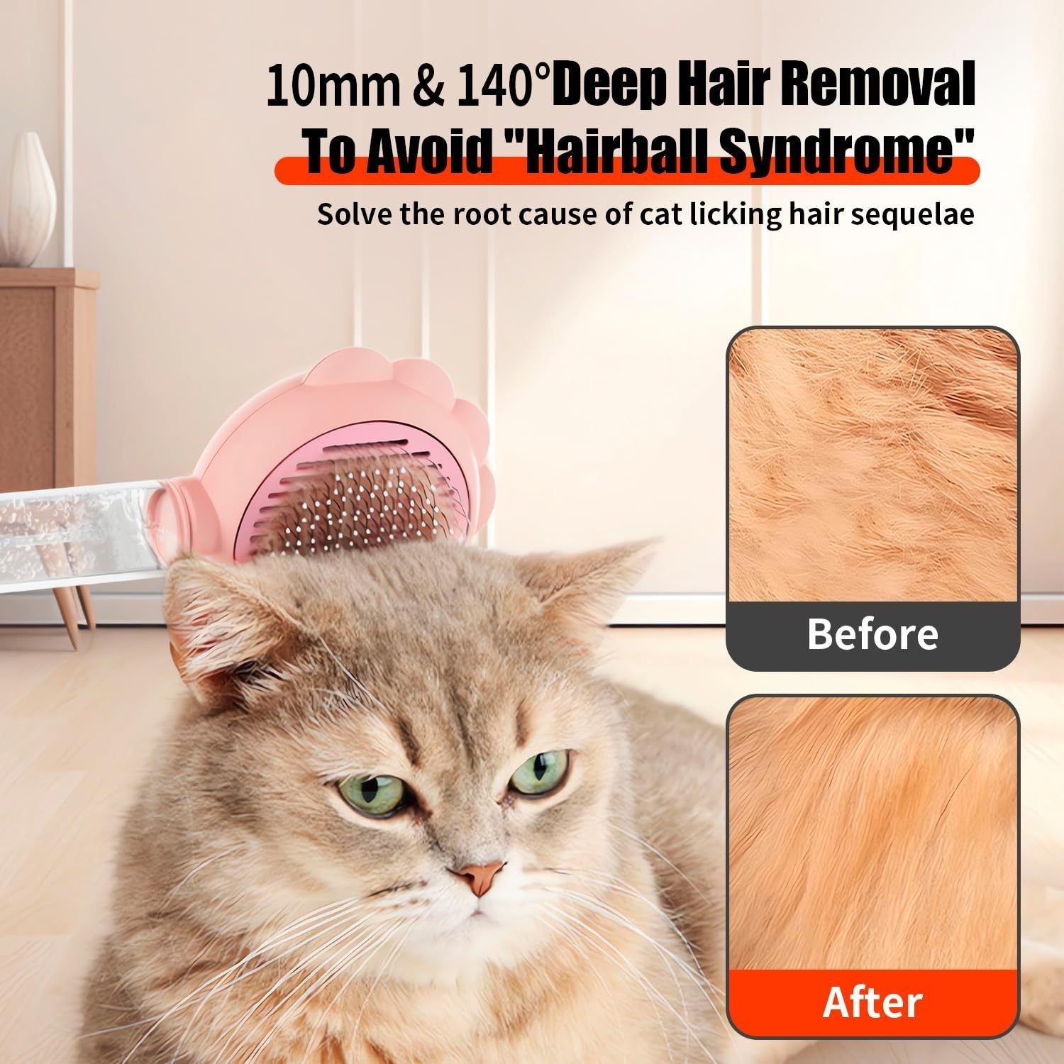 HKM-591827 Self-Cleaning Spray Cat Brush for Shedding, Grooming, and Massaging Long and Short Hair Pets