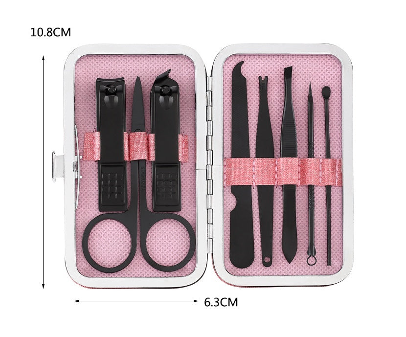 HKM-747347 8-Piece Stainless Steel Manicure and Pedicure Nail Clipper Set with Scissors