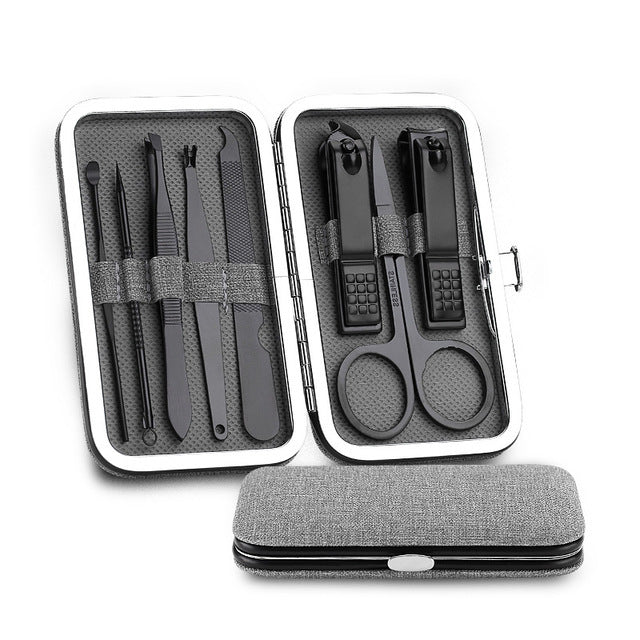 HKM-747347 8-Piece Stainless Steel Manicure and Pedicure Nail Clipper Set with Scissors