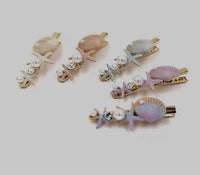HKM-621971 Korean Style Sweet Starfish Hairpin with White Crystal Accent