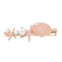 HKM-621971 Korean Style Sweet Starfish Hairpin with White Crystal Accent