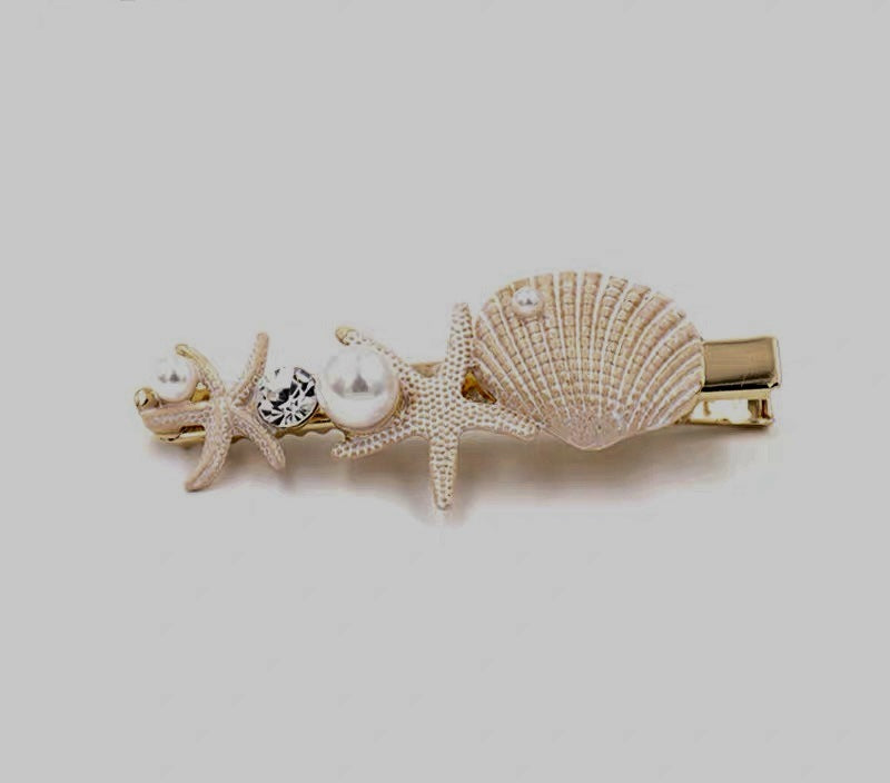 HKM-621971 Korean Style Sweet Starfish Hairpin with White Crystal Accent