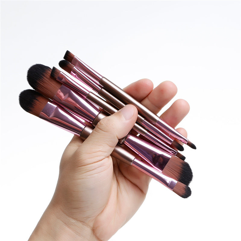 HKM-524307 5-Piece Double-Ended Rose Gold Makeup Brush Set for Liquid Foundation and Eyeshadow Application