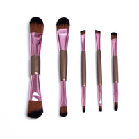 HKM-524307 5-Piece Double-Ended Rose Gold Makeup Brush Set for Liquid Foundation and Eyeshadow Application