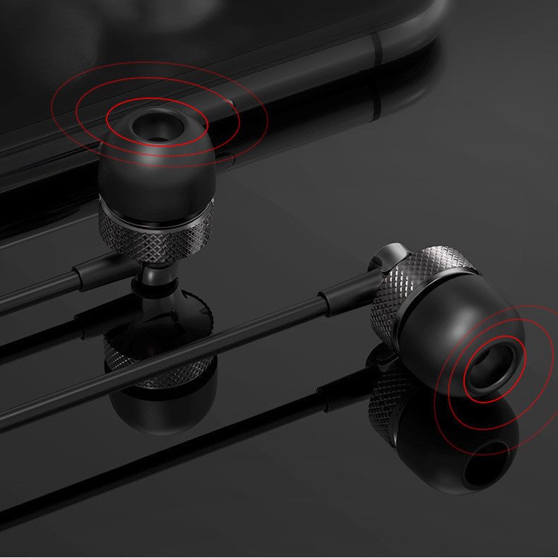 KTX-837587 Heavy Bass Copper In-Ear Headphones with Microphone and Wheat Cable, 3.5mm Plug, Available in Gold, Silver, Black, Red and Black