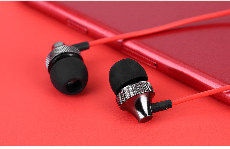 KTX-837587 Heavy Bass Copper In-Ear Headphones with Microphone and Wheat Cable, 3.5mm Plug, Available in Gold, Silver, Black, Red and Black