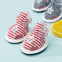 HKM-976979 Striped Canvas Dog Sandals - Breathable Non-Slip Summer Shoes for Pets