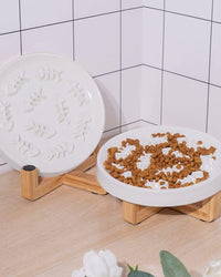HKM-208915 Ceramic Slow Feed Pet Bowl for Cats and Small Dogs - Promotes Healthy Eating Habits