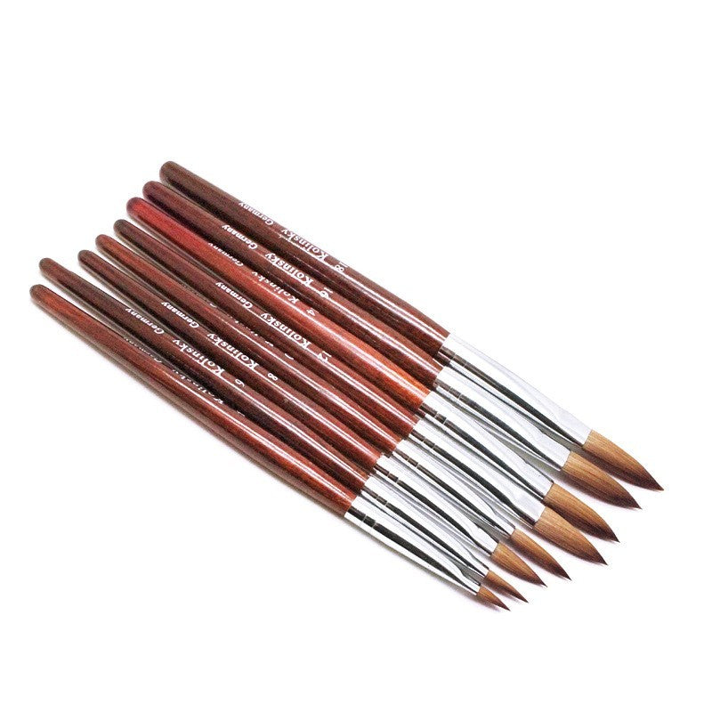 HKM-267027 Carved Crystal Nail Art Pen in Original Wood Color - Various Sizes Available