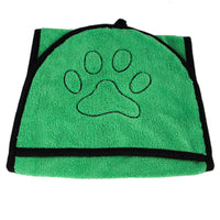 HKM-415315 Absorbent Dog Bath Towel - Soft Fiber Bathrobe for Pets in Blue, Gray, and Green