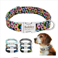 HKM-605459 Customizable Dog Collar with Anti-Lost Tag, Adjustable Nylon Material and Metal Buckle for Small to Large Dogs