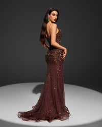 HKM-037715 Elegant Brown Evening Gown for Women - Style EZ25064