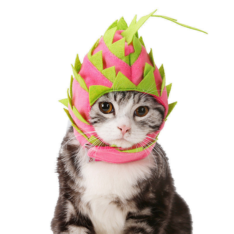 HKM-634131 Pitaya Fruit Design Cozy Pet Hat for Dogs and Cats - Lightweight, Breathable, Adjustable Costumes for Halloween Parties