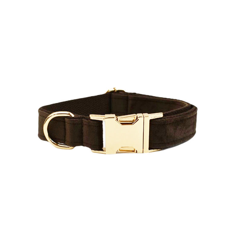 HKM-521811 Velvet Fabric Dog Collar with Leash, Bow, Flower, Vest, and Poop Bag - Adjustable Sizes XS to XL